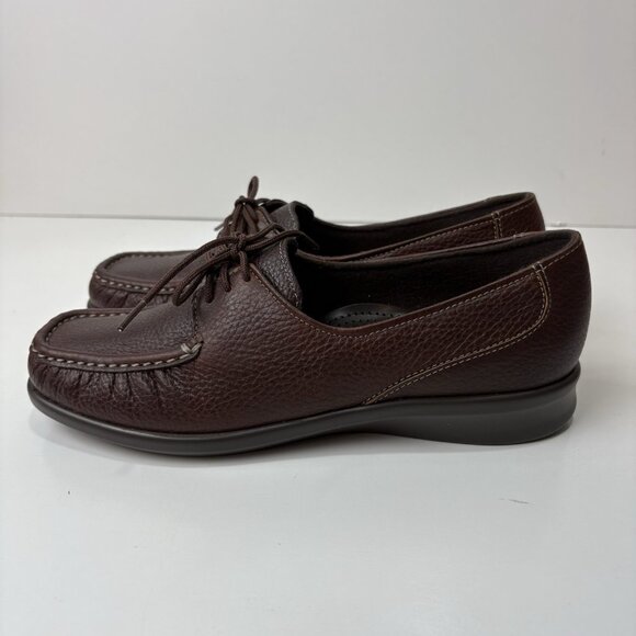 SAS Petra Walking Comfort Moccasins Womens 6.5M Brown Pebbled Leather Lace Up - Picture 4 of 8
